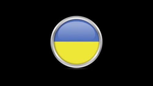 Animated Glossy Button with Ukrainian Flag