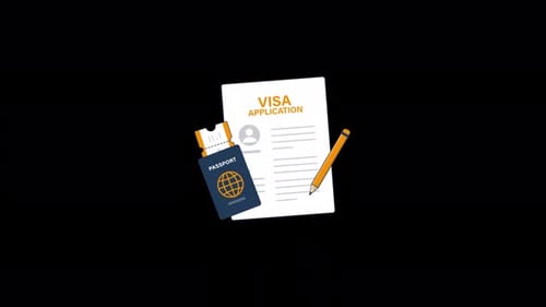 Animated Travel Visa Application with Passport and Documents
