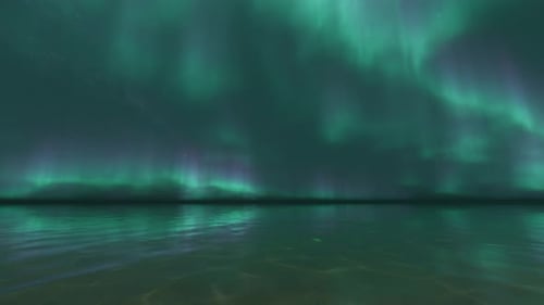 Aurora Lights Below Sea North Sky Ocean