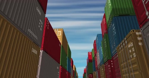 Cargo transport import export cargo containers in row endless