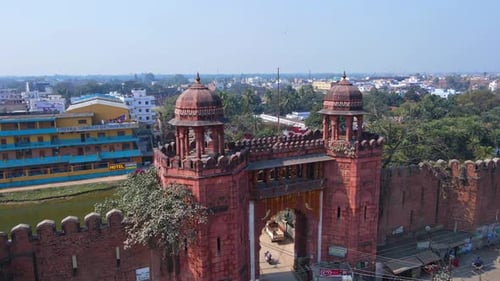 Vue aérienne du palais de Darbhanga Raj ou du fort rouge de Darbhanga. Le fort de Darbhanga est également appelé Ram Bagh