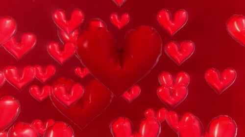 Shiny Red Heart Balloons Love Celebration Loop Background