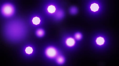 Floating Purple Octagon Bokeh Lights Abstract Background