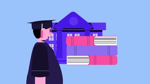 Flat Design Animation of Graduation and Education Achievement