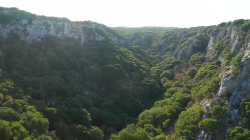 Quick drone flight through the gorge in avatar mountains Kythira, Greece