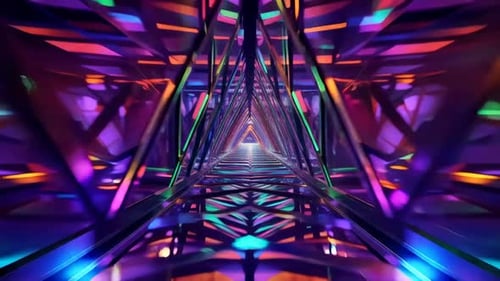 Vibrant Neon Light Tunnel Loop Background