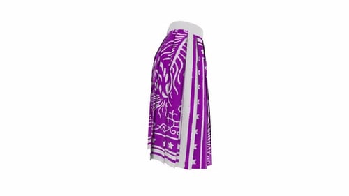 Rotating Pleated Skirt with Decorative Purple Pattern