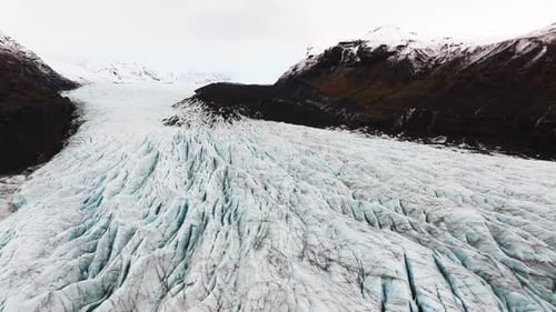 Svinafellsjokull Glacier And Mountain In Iceland - Aerial Drone Shot