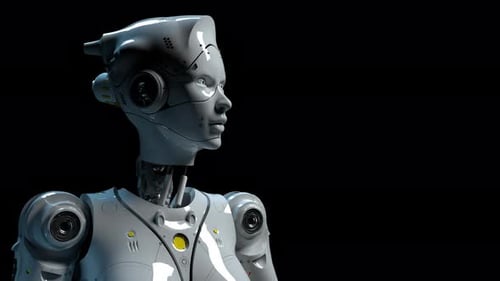 Android lifts its head looking into the distance. has an alpha channel