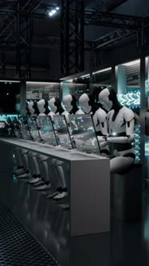 Looping Robot in Server Room Monitors Systems Via Futuristic Interface