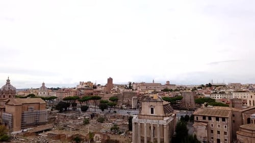 Panning timelapse over the rooftops of Rome, Italy