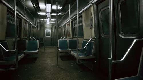 Empty Subway Wagon Using New York City Public Transportation System