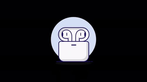 Animated Flat Design Wireless Earbuds Icon