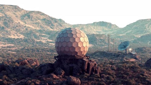 A Satellite Dish on Top of a Mountain Capturing Signals From Space