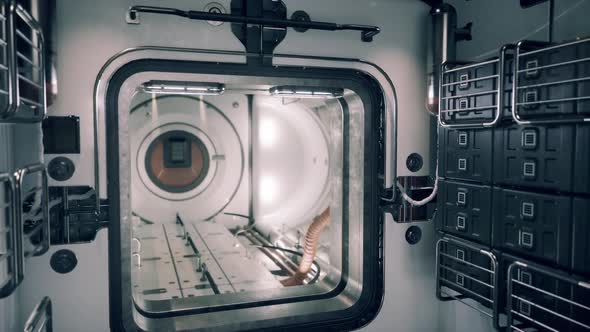 Interior View of a Modern Space Station Module During a Mission in ...