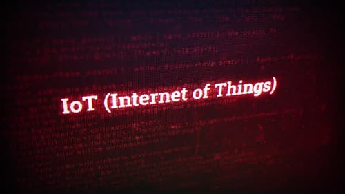 IoT (Internet Of Things) On Digital Screen Message On Computer Screens V01