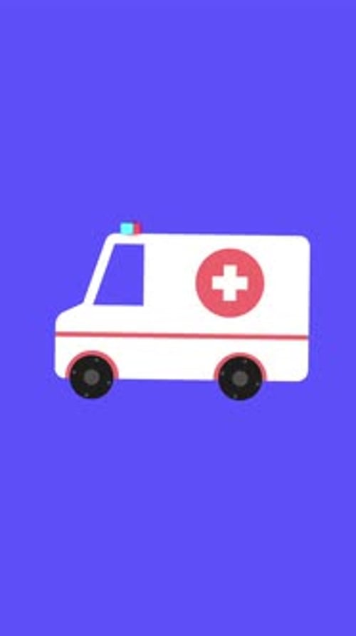 Flat Design Ambulance Driving Scene Transition