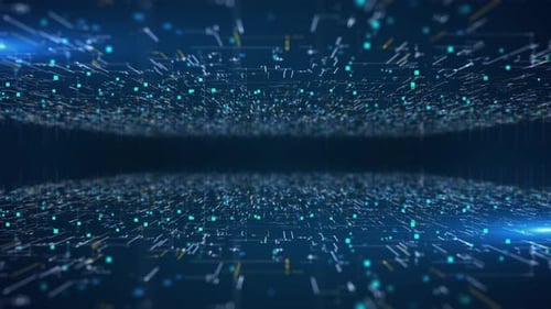 Futuristic Cyberspace Big Data Deep Cyber Stage Waves Lights Digital Matrix Background