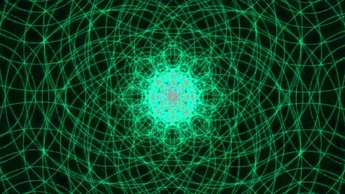 Green glowing network expands outward