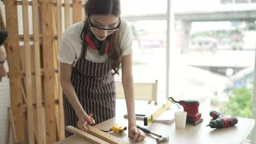 Carpenter work at workshop.