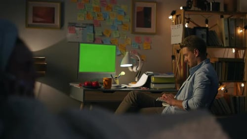 Involved Freelancer Typing Chromakey Computer