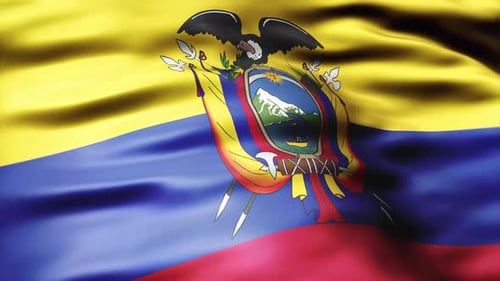 Waving Ecuador Flag with Realistic Fabric Texture