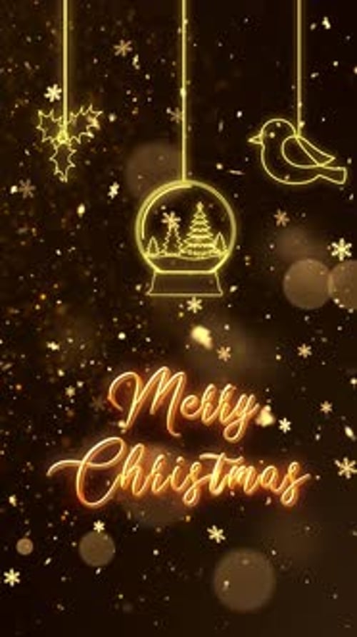 Glowing Christmas Ornaments and Merry Christmas Text Reveal