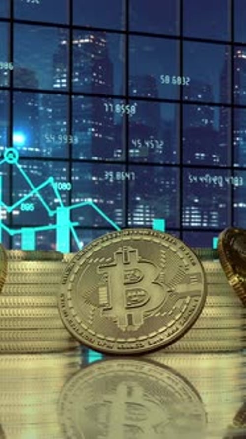 Bitcoin Stack Cryptocurrency Financial Growth Vertical Loop