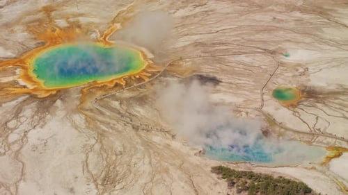 Yellowstone National Park Wyoming. Aerial View of Grand Prismatic Hot Spring In