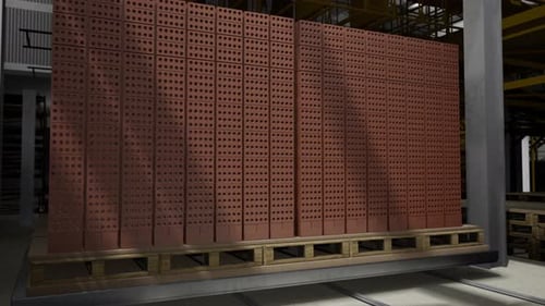 Industrial Production Of Bricks. Brick Production Line In Factory