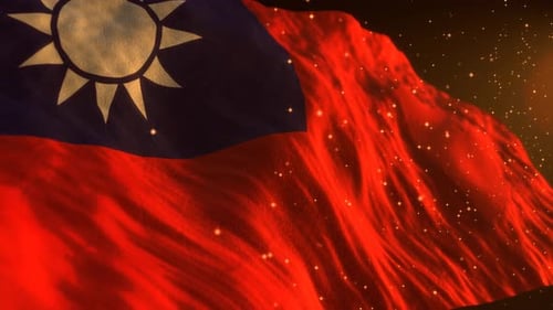Waving Taiwan Flag with Glowing Particles