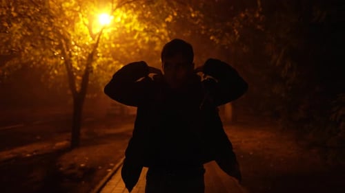 Criminal Walks Down a Dark Street