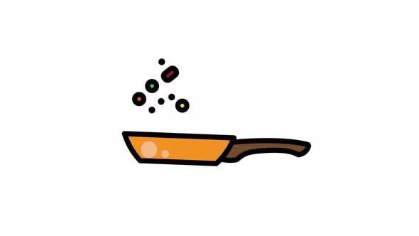 Animated frying pan icon . Seamless looping video with alpha channel ...