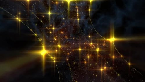 Sparkling Golden Lights Galaxy Waves Floating Motion Background