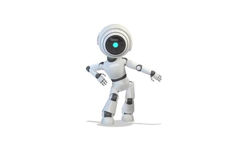 Cute 3D White Robot Character Performing Various Actions and Animations