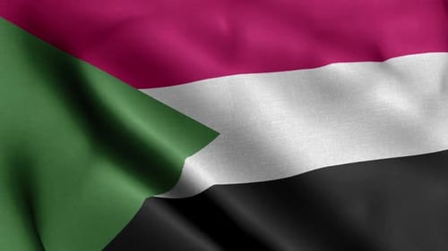 Realistic Waving Flag of Sudan Animation Loop