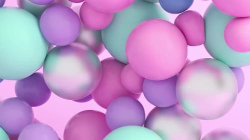 Fluid Pastel Spheres Bouncing Abstract Motion Background
