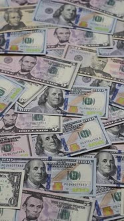Pile of US Dollar Bills, Currency Background