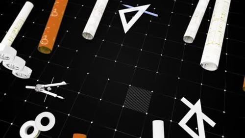 Blueprint Engineer Desk Orange Black Background