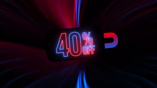Neon 40 Percent Off Discount Tag Animation