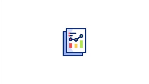 Animated Flat Design Icon of Data Reports and Charts