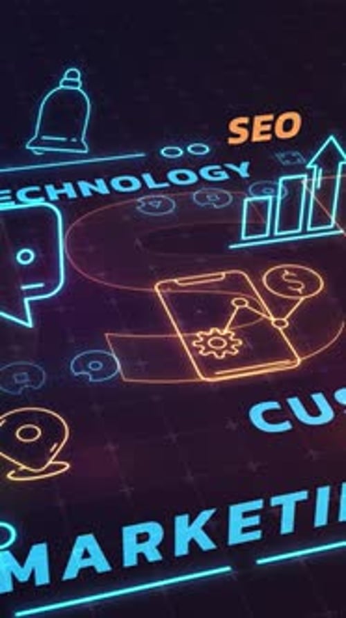 Animated Neon Business and Technology Network