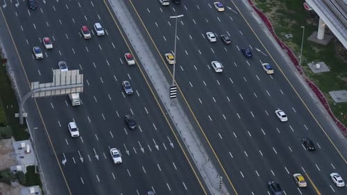 Aerial view of Sheikh Zayed Road, Dubai, United Arab Emirates
