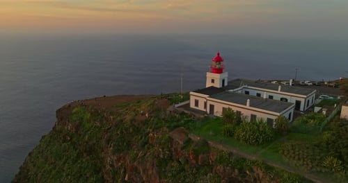 Incredible Aerial View of Lighthouse From the Drone on the West Coast of Madeira Ponto Da Pargo
