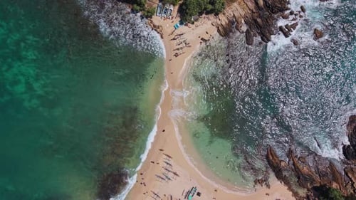 Top down view over Blue beach in Sri Lanka