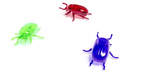 Color Glass Bugs on White Bg Able to Loop Endless