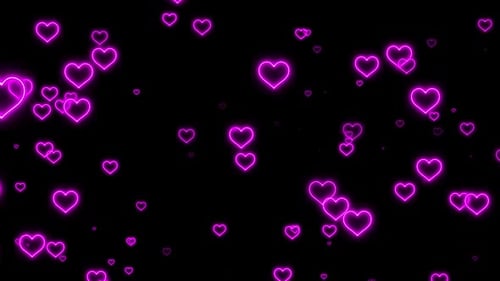 Pink Neon Hearts Flying Particles Background Loop V4