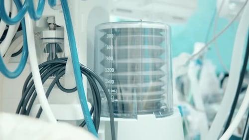 Medical Machine in Operating Room Pumping Air