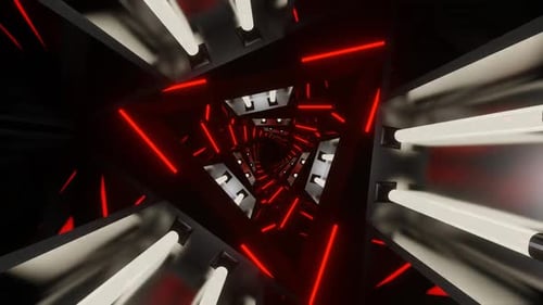 Red And White Neon Glowing Mirrored Triangular Spiral Background Vj Loop In HD