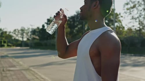 Sport man go out for running in the park in evening or morning time.